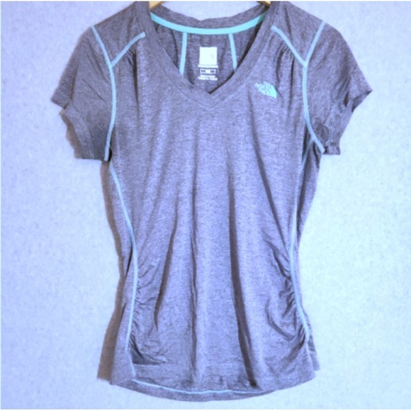 The North Face Tops - The North Face Ruched T-Shirt Women's Size Medium Gray Blue Teal Short Sleeve